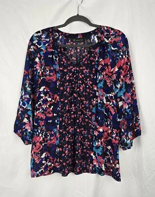 INC International Concepts Floral Chiffon Whimsigoth 3/4 Sleeve Sheer Top sz 10 - Image 1 of 4