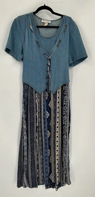 Maxi vestido vintage Betsy'S Things para mujer talla 7 bolsillos vaqueros Foto 1 de 4