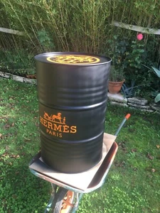 HERMES Metallfass 250 Liter Außen Deko Indus Stil Tisch Bar Essen StehendN - Bild 1 von 4