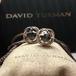 David Yurman Silver Infinity Stud Earrings with Black Onyx 7mm Stone - Picture 1 of 8
