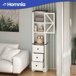 68" Farmhouse Tall Bathroom Storage Cabinet 3 Drawers w/ Adjustable Shelves - Picture 1 of 11