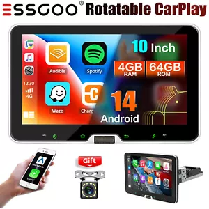 10.1" 360° Rotatable Car Stereo 4+64G Android 14 Wifi GPS Navi Apple CarPlay+CAM - Picture 1 of 16
