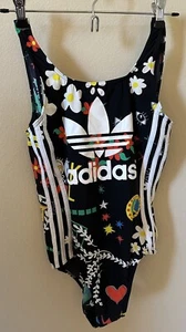 PHARRELL WILLIAMS X ADIDAS Swimsuit Womens S Black Multi Artist One Piece - Picture 1 of 12