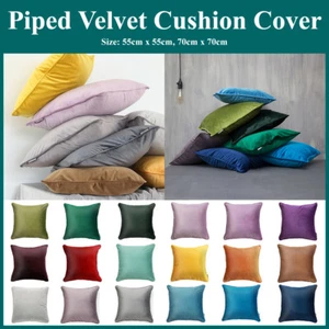 Luxury Piped Velvet Throw Cushion Covers Pillow Case Squar Scatter by Hansure - Picture 1 of 58