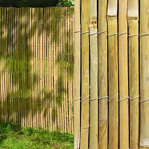 More details for 4m slatted bamboo fence screening roll natural slat panel privacy garden penal