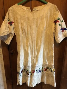 Vintage Handmade 1920s-30 Embroidered Summer Dress W/ Incredible Handiwork AA28 - Picture 1 of 11