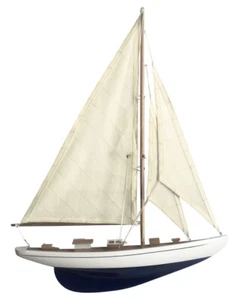 Yate de vela semicasco modelo barco madera/tejido Sea4You decoración marítima - Imagen 1 de 1
