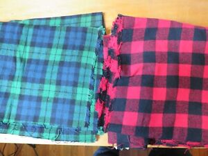 Lot 2 Checked Flannel Tartan Buffalo Check Plaid Cotton Fabric Sew Craft Quilt