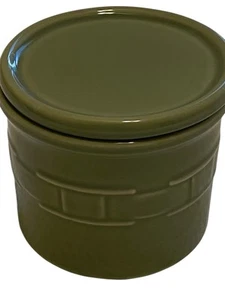 Longaberger Woven Traditions Pottery Sage Green Salt Crock W/Lid - Pre-owned - Picture 1 of 6