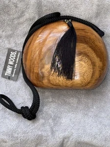 NWT Vintage Timmy Woods Beverly Hills Acacia Wood Hand Carved Purse See Pics - Picture 1 of 11