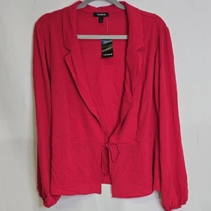 Blusa/Ablazer Torrid Pink Peplum Tie Front, Rosa Caliente, Para Mujer Talla 2x 18/20, NUEVO - Imagen 1 de 10