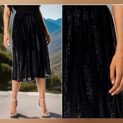 Coast Size 6 Joey Panelled Sequin Navy Occasion Party Races Wedding Midi Skirt  - Image 1 of 4