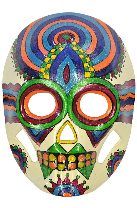 Máscara de máscara nova em folha Calavera colorida pintada esqueleto caveira (arco-íris) - Imagem 1 de 1