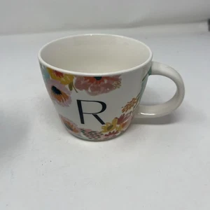 Monogram Letter “R” Mug Opalhouse Stoneware Floral Mug 16 oz Coffee Mug Teacup - Picture 1 of 7