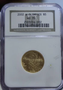 2002 W US $5 Commemorative Gold Olympic NGC MS70 .2418 AGW - Picture 1 of 3