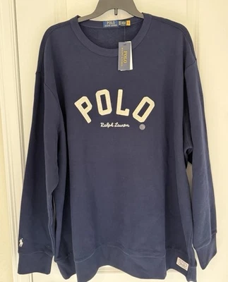 NUEVO CON ETIQUETAS Polo Ralph Lauren Polar Azul Marino Sudadera Logo Cuello Redondo Pullover 2XLT Foto 1 de 2