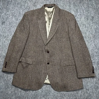 Jos A Bank x Harris Tweed Blazer Mens 50R Brown Speckled Herringbone Sport Coat - Image 1 of 4