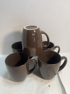 5–Corelle Stoneware Mugs Chocolate Brown  2973 - Picture 1 of 7