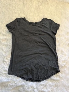 Lululemon Love Crew III Short Serve Streifen Shirt meliert schwarz weiß Größe 6 - Bild 1 von 5