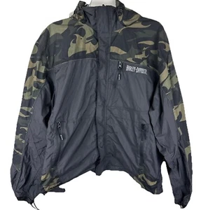 Vtg 2006 Harley Davidson Mud Dog Camo Rain Jacket Camouflage Waterproof Mens L - Picture 1 of 16