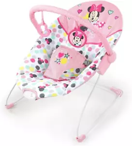 Disney Baby Minnie Mouse Baby Bouncer Soothing Vibrations Plush Infant Seat - Picture 1 of 12