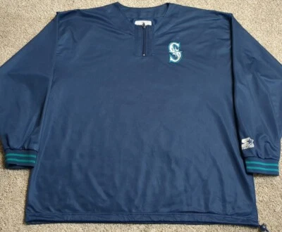 Vintage Seattle Mariners Starter Jacket Jacket Pullover Thick Satin 1/4 Zip L/XL - Image 1 of 4