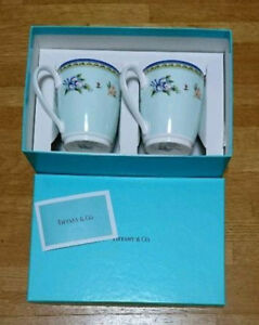 Tiffany & Co. Morning Glory Pair of Mugs Light blue Flower with Box Japan