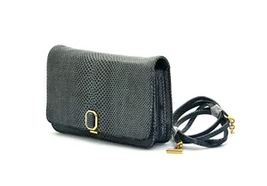 C0 Auth JUDITH LEIBER Snake Skin Flap Push Lock Coin Case Crossbody Purse Bag - Picture 1 of 7