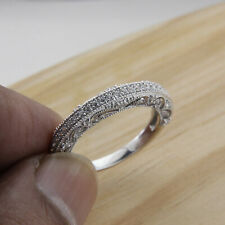 1.00 CT Round Cut CZ Filigree Wedding Band Ring For Gift in Real 10K White Gold
