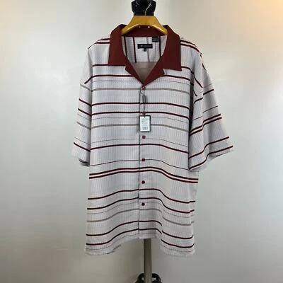 NWT Montique Striped Button Down Short Sleeve Men's Shirt Size 4XL - Image 1 of 4