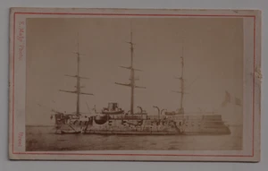 CDV Mage à Brest Le cuirassé Colbert Vintage albumen print c.1875 - Imagen 1 de 2