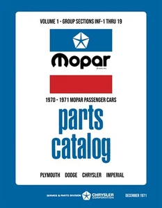 1970 - 1971 Chrysler Car Body & Chassis Parts Book - Picture 1 of 4
