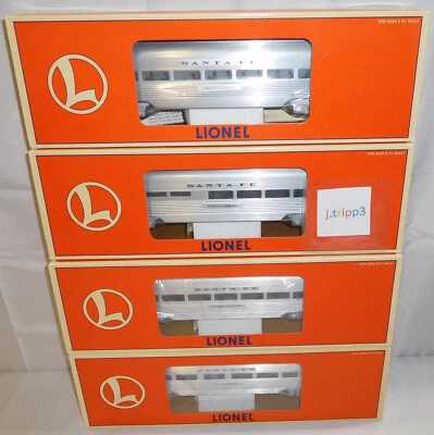 LIONEL #19180 SANTA FE SURFLINER 15'' ALUMINUM PASSENGER 4 CAR SET TRAIN O SCALE - Image 1 of 4