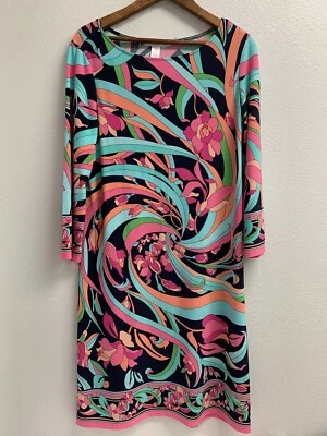 London Times DRESS 12 NAVY PINK KNEE LENGTH PARTY SHOWER WEDDING - Image 1 of 4