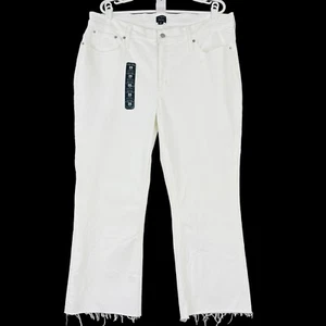 J.CREW Damen White Denim Cropped Jeans Gr. 35 Flare Leg Mid Rise Raw Hem Stretch - Bild 1 von 11