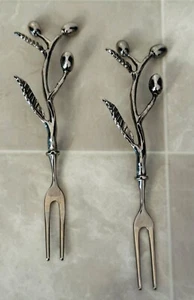 2 Hors D'oeuvre Olive Snack Cocktail Gabel Set - silberfarben - Bild 1 von 6