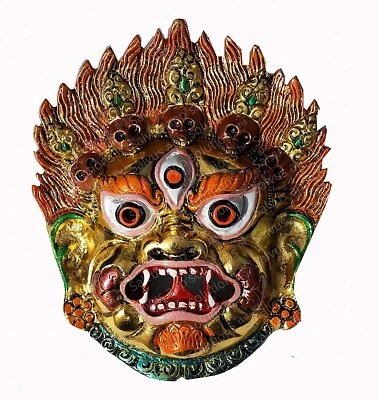 Wall Hanging Metal Mahakal Face Mask Nazar Battu Evil Eye Protector for Home  - Image 1 of 4