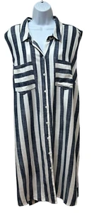 Hope & Harlow blau weiß gestreiftes ärmelloses Shirtkleid Tunika Übergröße 24 W NEU - Bild 1 von 8