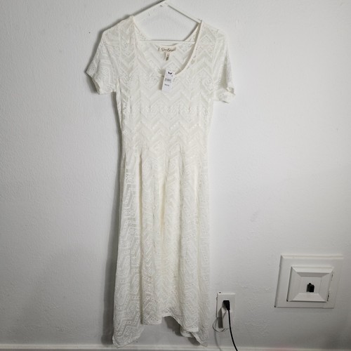 OFF WHITE Abito maternità Jessica Simpson donna piccolo bianco crema sovrapposto nuovo con etichette