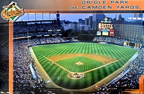 Baltimore Orioles CAMDEN YARDS TWILIGHT MLB Stadium Game Night 22x34 Wall POSTER Cover