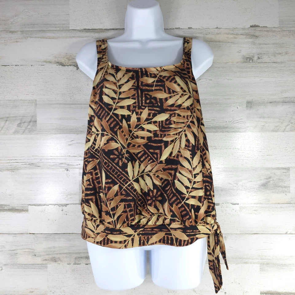 DE COLECCIÓN MAXINE OF HOLLYWOOD NATACIÓN TANKINI TOP MUJER TALLA 12 NEGRO MARRÓN DORADO.. Foto 1 de 4