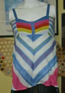 Womens Jrs Medium O'Neill Surfing Strap Tank Top Shirt Cute Striped Summer Beach - Picture 1 of 4