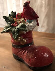 Red Santa Boot with Holly & Cardinal Valerie Parr Hill