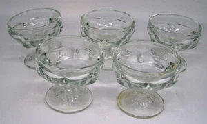 DE COLECCIÓN - 5 VASOS DE TAZA DE FRUTA DE POSTRE DE TALLO CORTO TRANSPARENTE GRUESO - Imagen 1 de 3