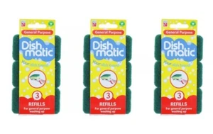 9x DISHMATIC SPONGE REFILLS GENERAL PURPOSE GREEN SCOURER REPLACEMENT HEAD NEW - Picture 1 of 4