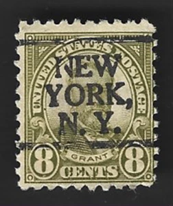 Scott# 589 8c Grant perf. 10 Precancel - NEW YORK N.Y. - (A-2) - Picture 1 of 2