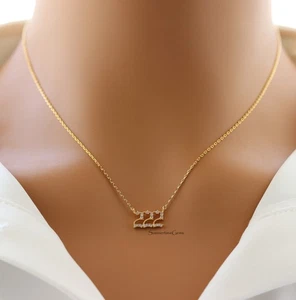 STG 18K Gold Plated Pave Angel Number 222 Pendant Necklace - Picture 1 of 4