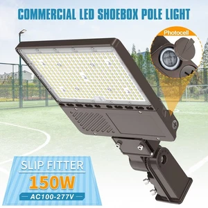 Dusk To Dawn LED Parking Lot Light 150W Street Area Shoebox Pole Fixture 22500LM - Picture 1 of 12