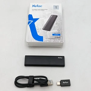Netac Z 1TB Slim Portable Solid State Drive 10 Gbps USB-C 550MB/s Black  - Afbeelding 1 van 8