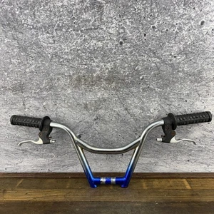 Vintage Mongoose BMX Handlebars Blue 4 Piece 25" Grips Levers Old School XGames - Picture 1 of 15